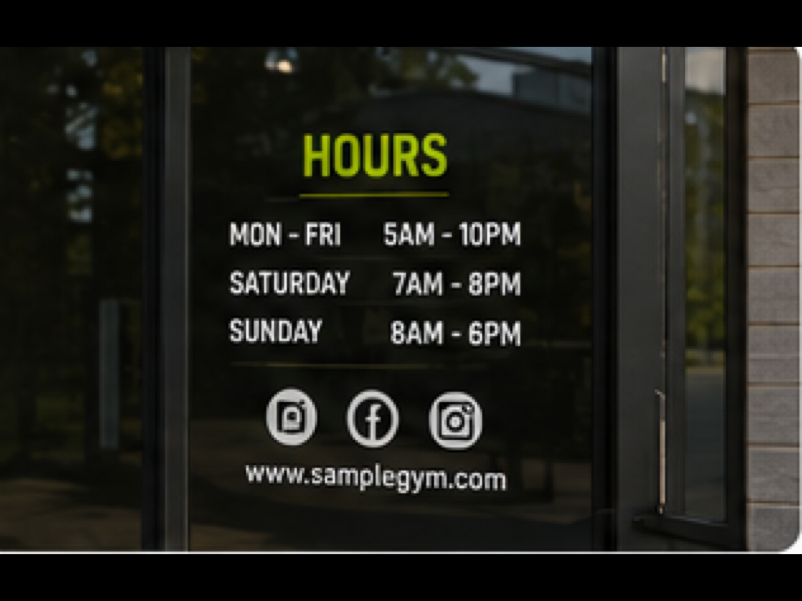 Hours & Info Graphics product sample in Window Graphic Products