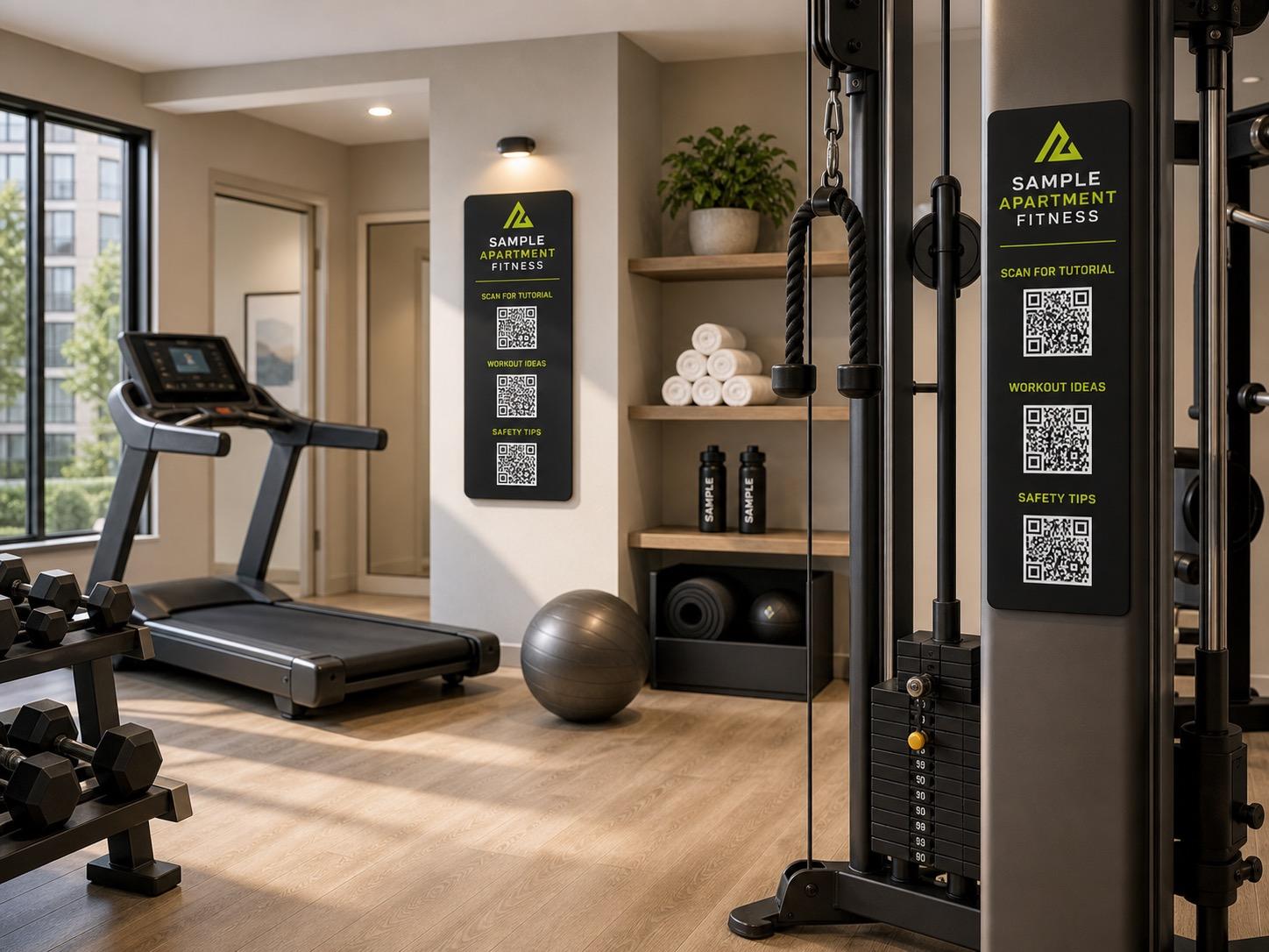 Sample Apartment Fitness Center QR Instruction Signs