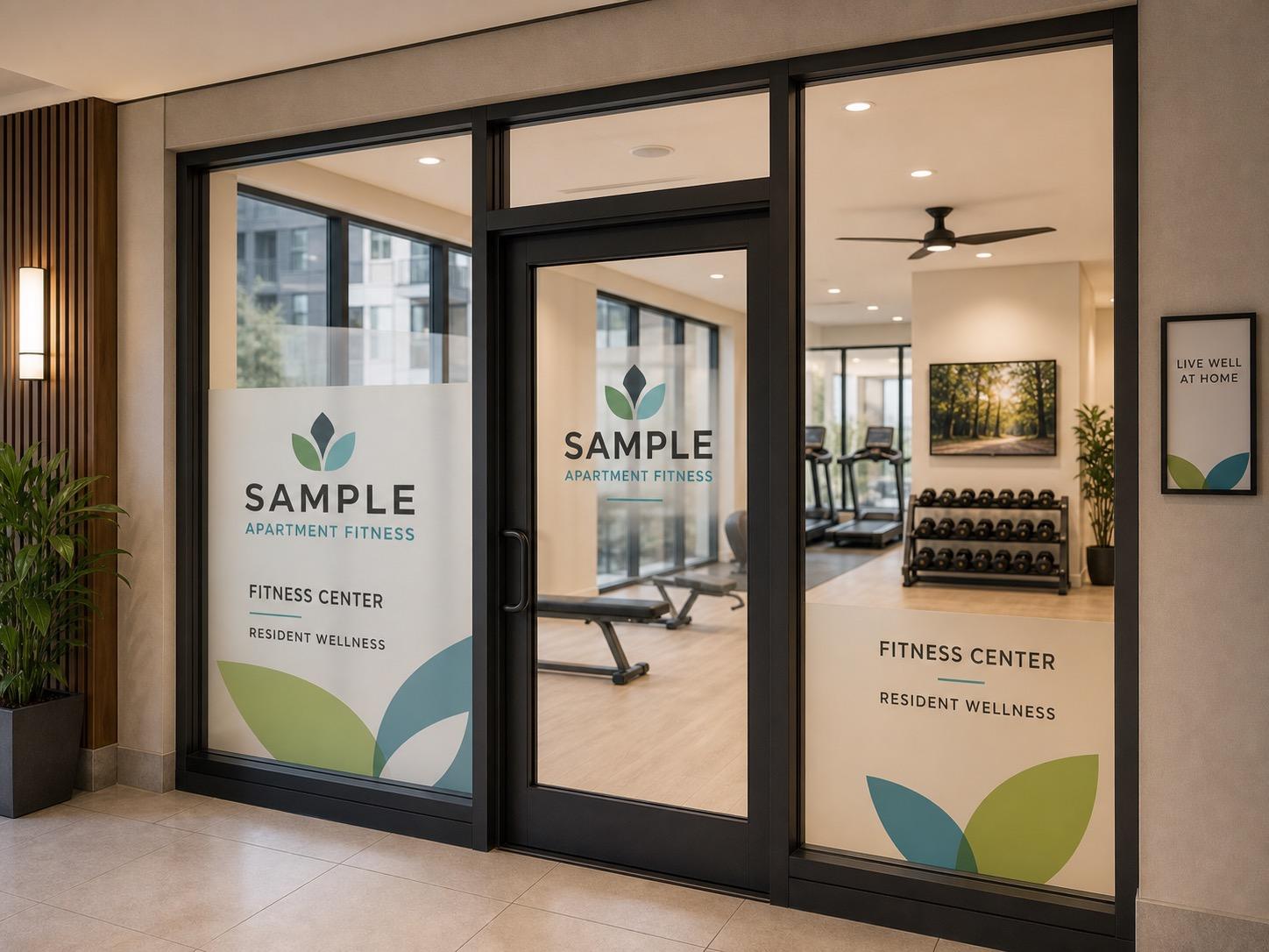 Sample Apartment Fitness Center Window & Door Graphics
