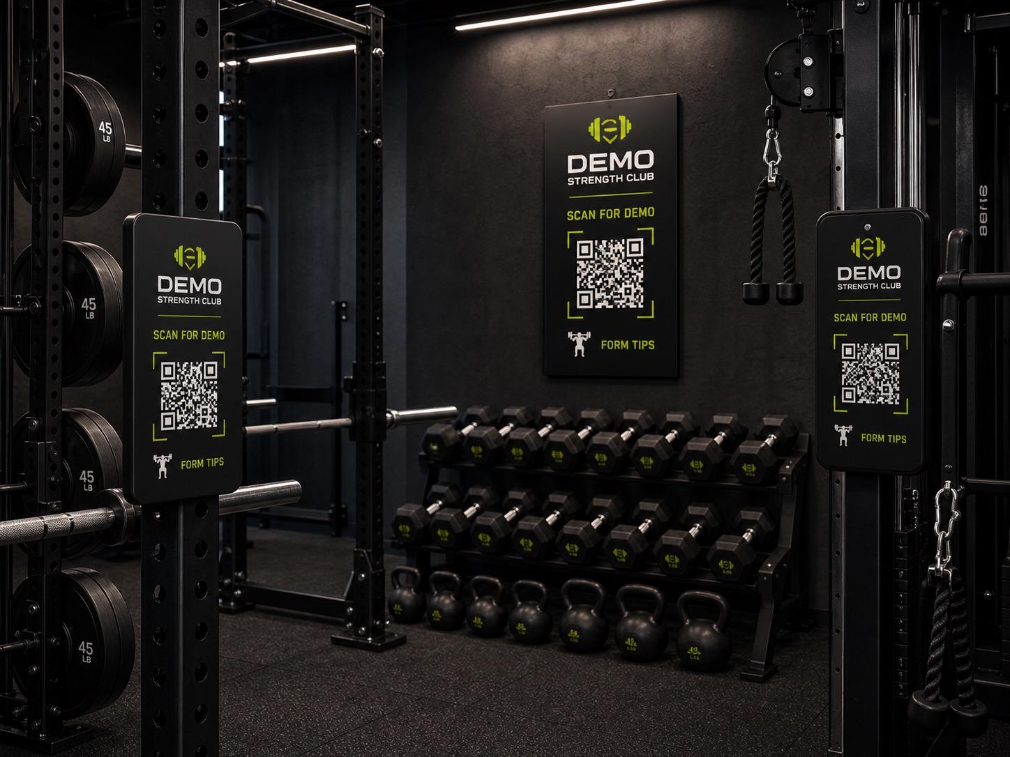 Demo Strength Club QR Instruction Sign Concept