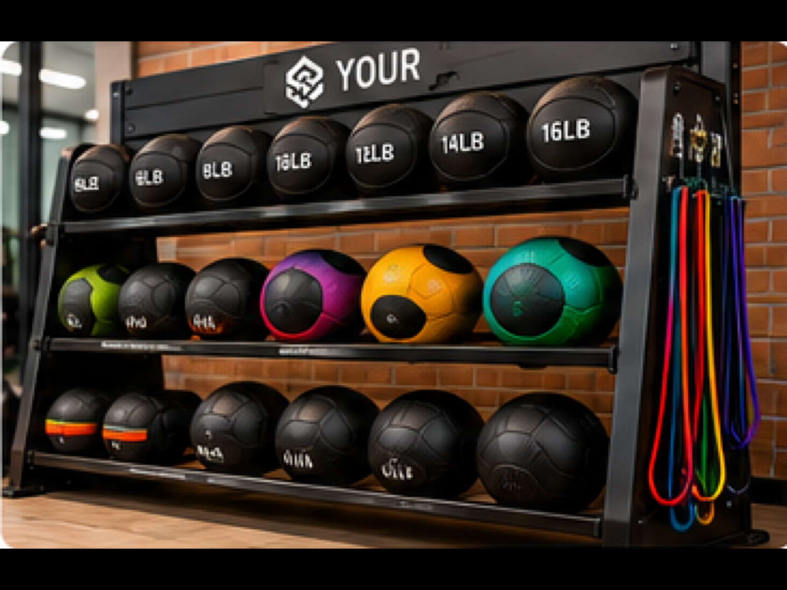 Medicine Ball & Wall Ball Racks product sample in Branded Storage & Functional Accessory Systems